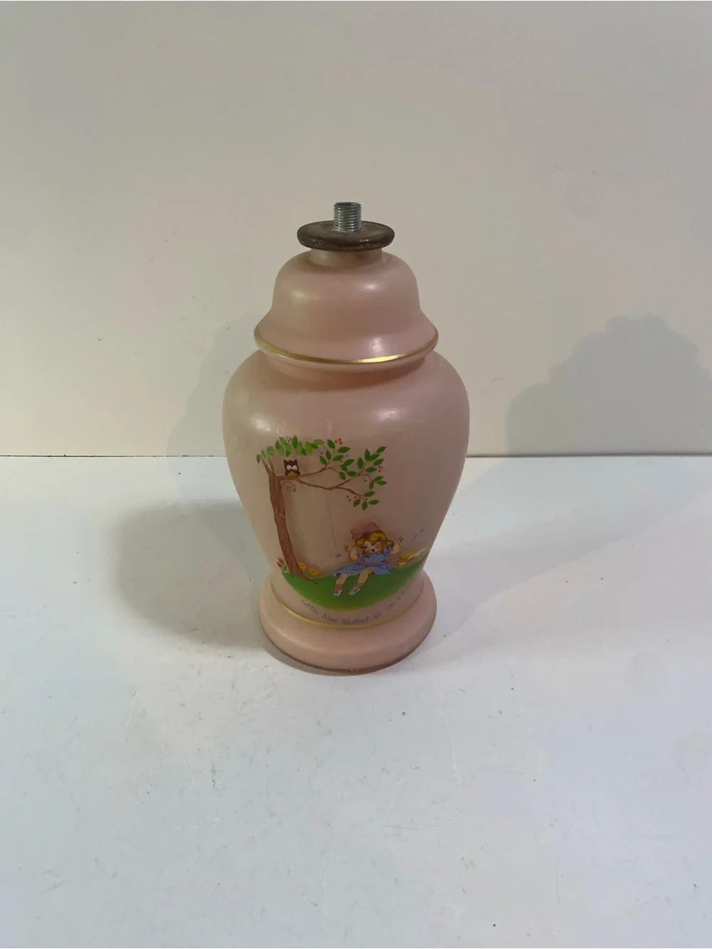 *Project Piece* Little Miss Muffet Pink Glass Lamp Base Electrical Removed